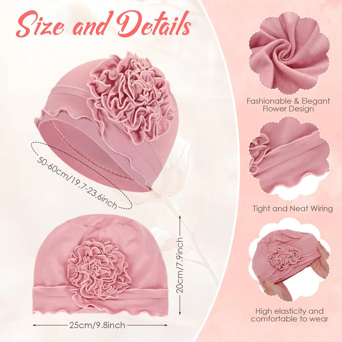 Geyoga Pink Chemo Headwear for Women Elastic | Soft, Breathable & Elegant - view 4