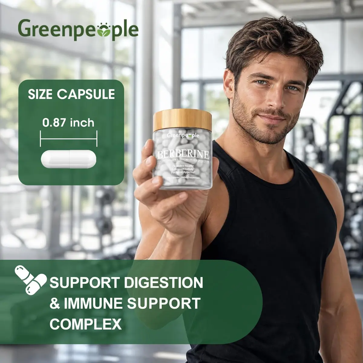 GREENPEOPLE Berberine 1500mg Supplement with Ceylon Cinnamon | Vegan 120 CT for Energy & Immunity - view 8