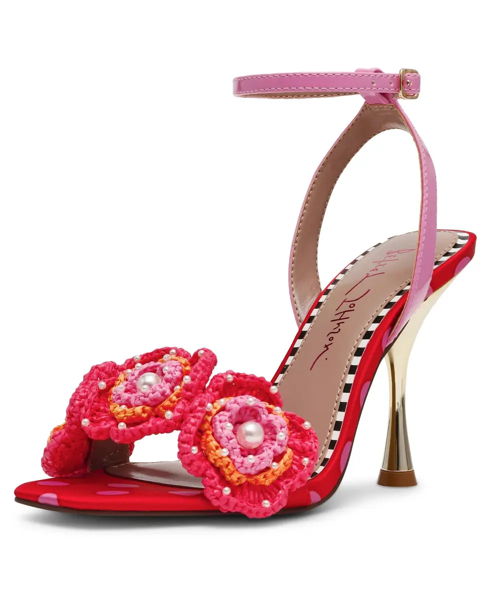 Betsey Johnson AINSLEYY Women's Heeled Sandal 5.5 | Colorful Floral Embellishments - main product image