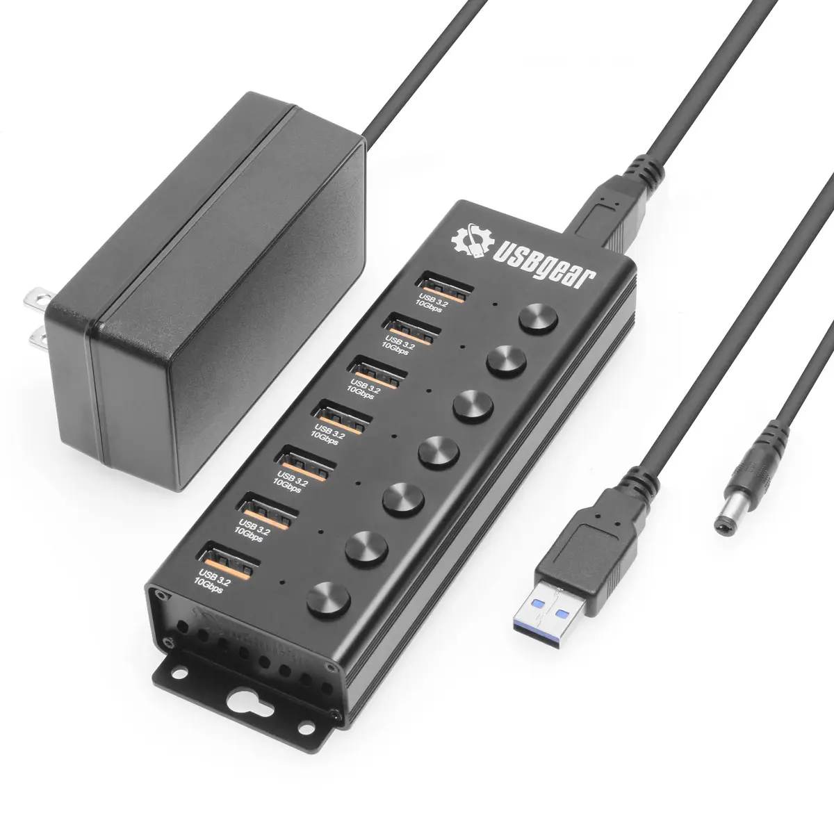 USBGear 7 Port USB 3.2 Hub – 10Gbps 48W Charging Hub with Individual On/Off USB Ports for Laptop, PC, Desktop, 12V/4A Power Adapter (3ft), Computer Accessories - main product image
