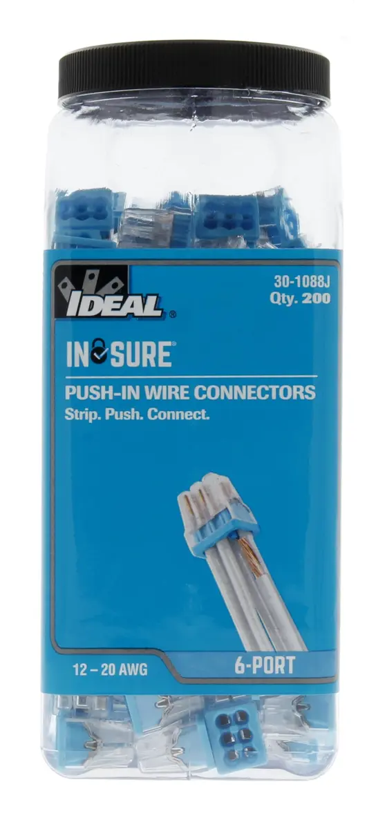 Ideal Industries In-Sure Push-in Wire Connector, 6-Port | No-Twist, CSA & UL Certified, 600V Rated, Jar of 200 - view 6