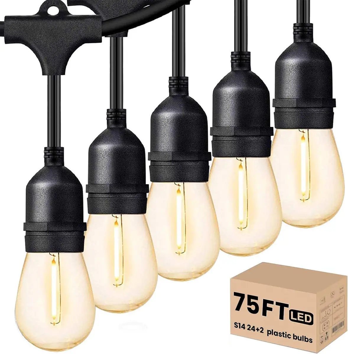 Svater Outdoor String Lights 75 FT LED Waterproof Patio E26 Edison Warm White - main product image