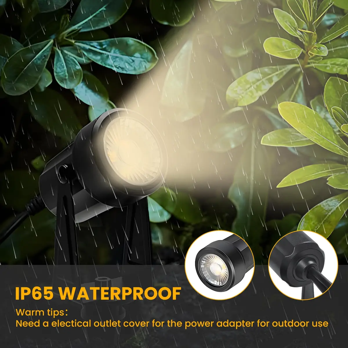 Svater 4 Pack Landscape Lighting Low Voltage IP65 Waterproof 12V Plug in | 250 Lumens Warm White Outdoor Spotlights - view 3