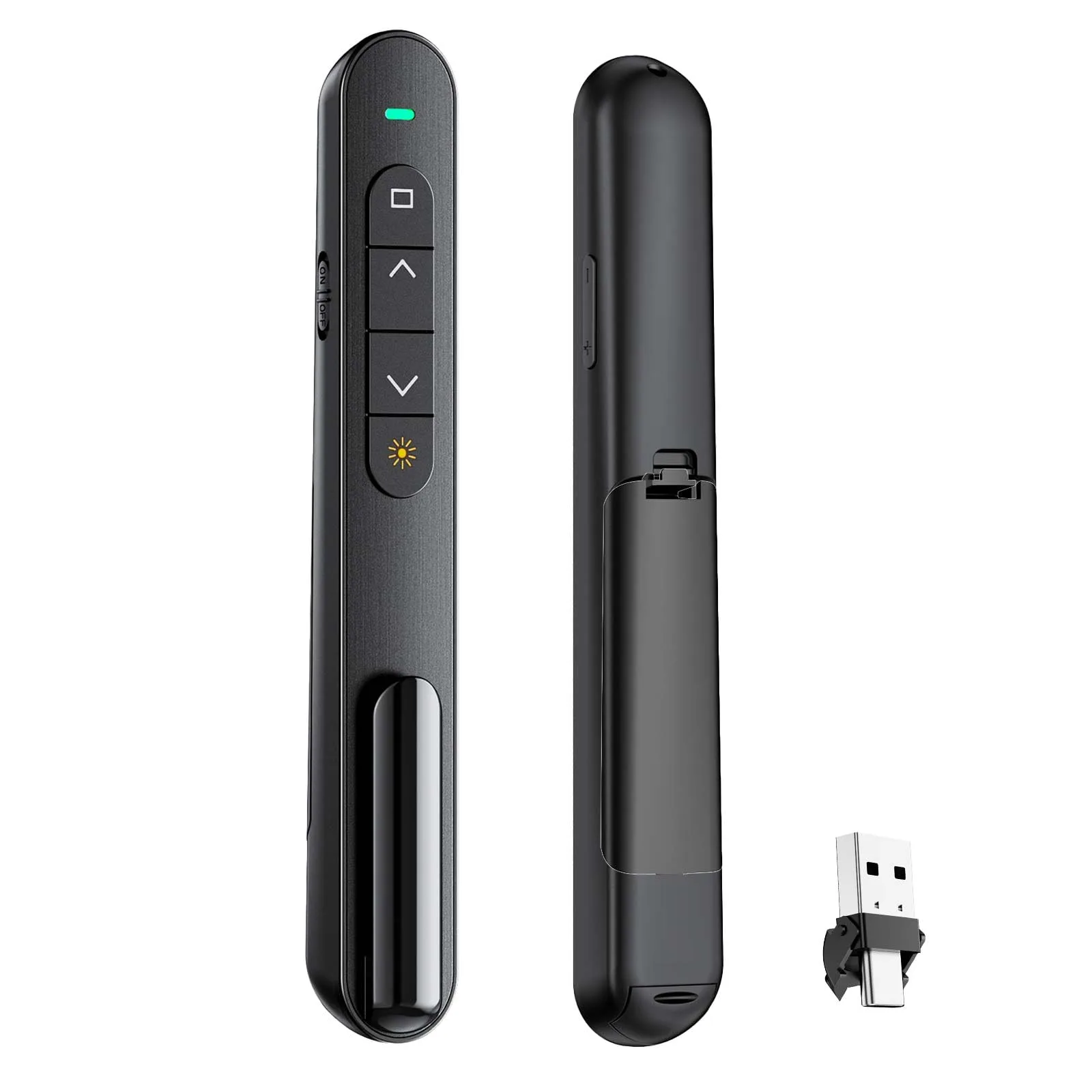 QUI Presentation Clicker with Volume Control, USB Wireless Presenter Remote, Black | Plug & Play for Mac & Windows - main product image