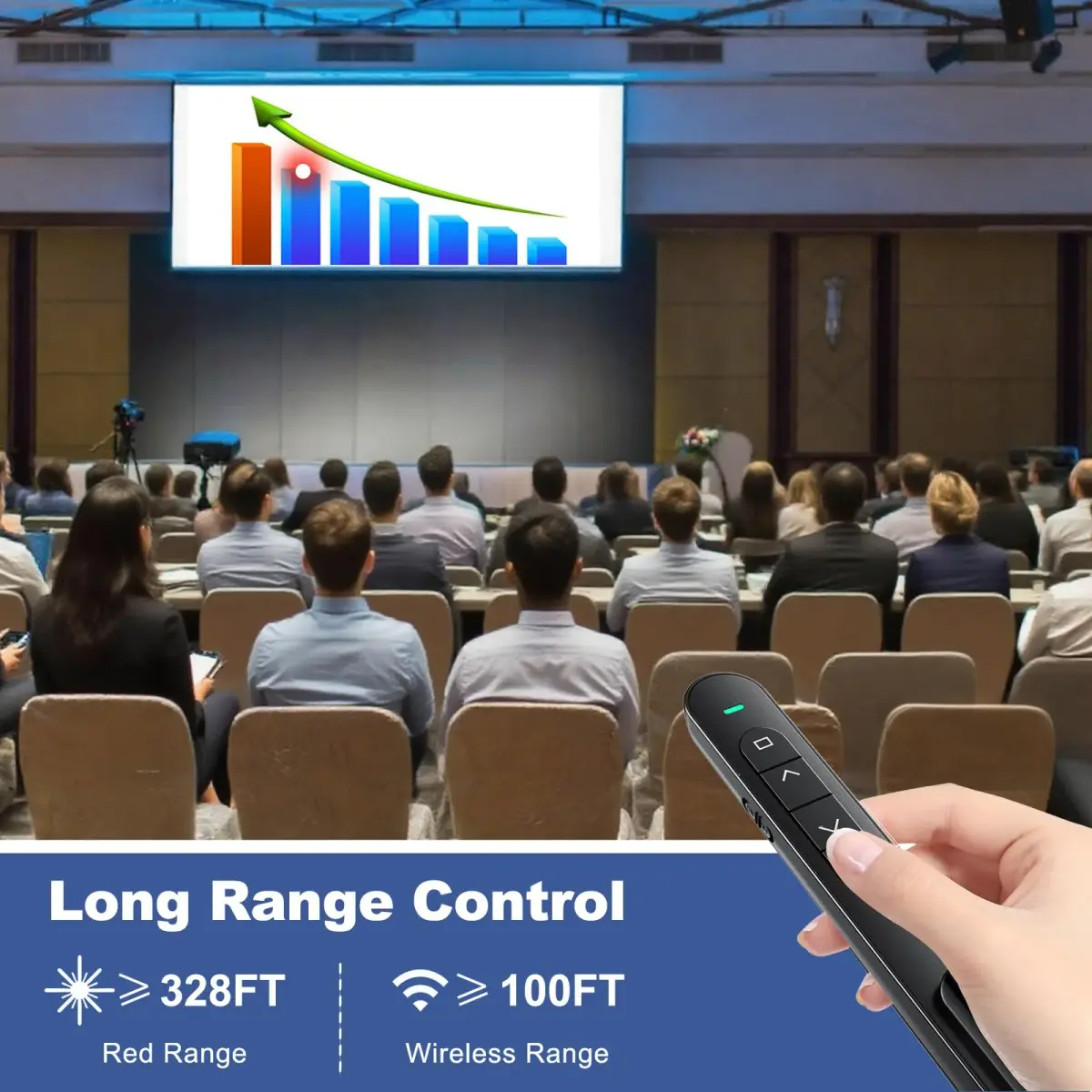 QUI Presentation Clicker with Volume Control, Wireless Presenter Remote | Plug & Play 2.4GHz USB Slide Advancer Compatible with Mac/Windows, Keynote, Google Slides - view 6