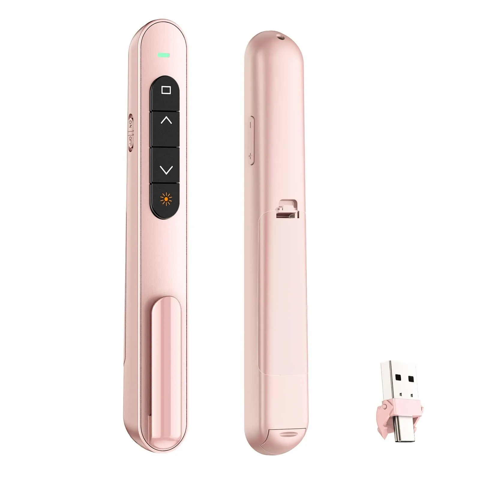 QUI Presentation Clicker with Volume Control, USB Wireless Presenter Remote, PowerPoint Clicker for Mac & Windows, Google Slides, Keynote (Pink) - main product image
