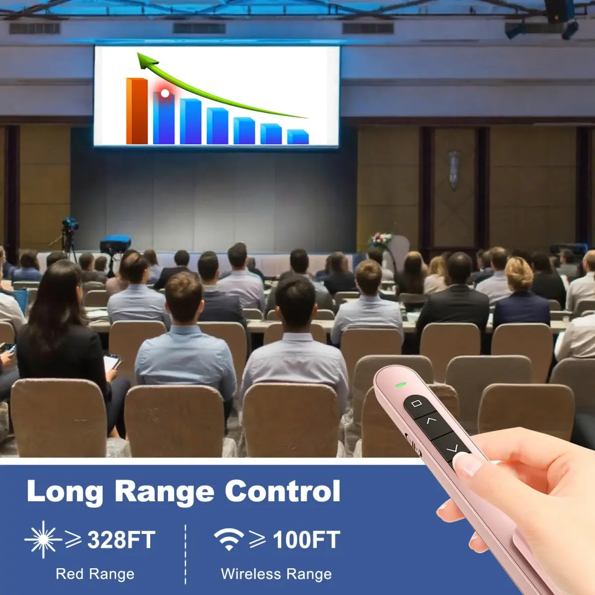 QUI Presentation Clicker with Volume Control, Wireless Presenter Remote, Pink | 328ft Wireless Range - view 6