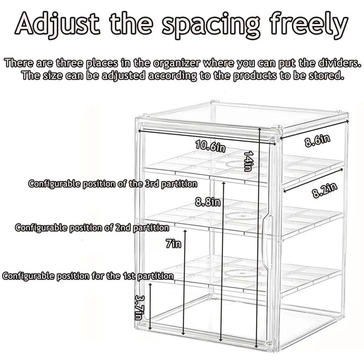 QIYUNI 4-Tier Acrylic Pastry Display Case | 38.1cm (15") Wide, 21L - view 4