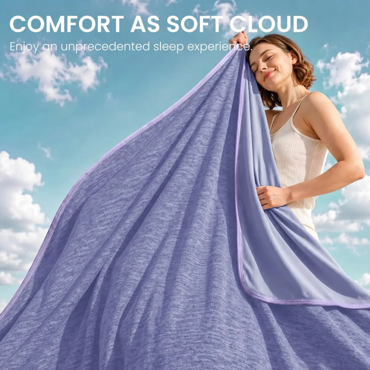 Topcee Cooling Blanket 227 kg (8 oz) Purple Striped | Keeps You Cool All Night - view 6