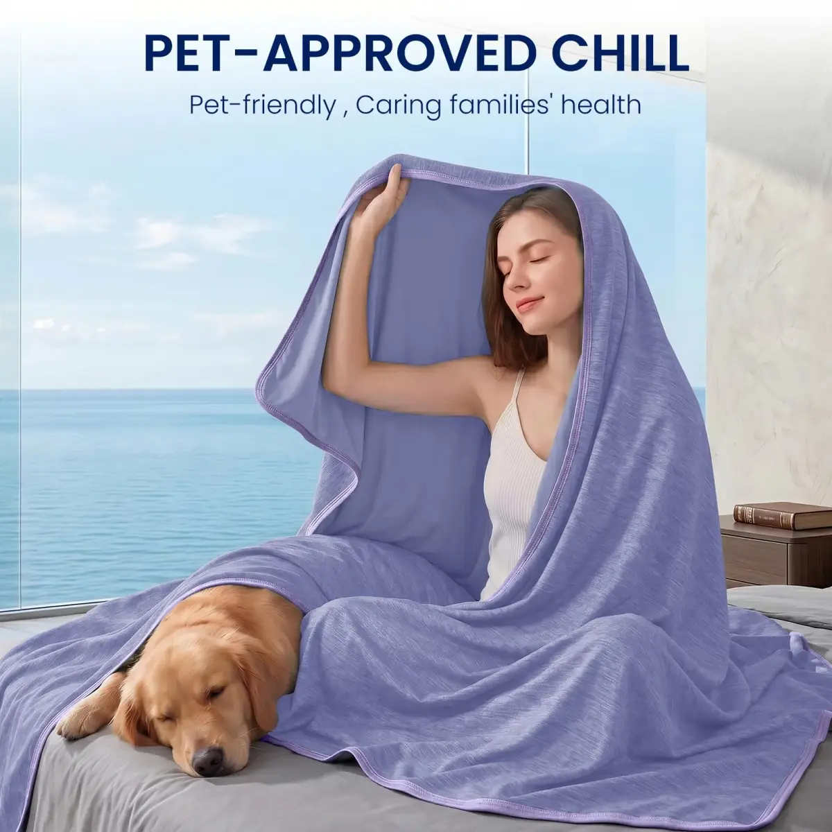 Topcee Cooling Blanket 227 kg (8 oz) Purple Striped | Keeps You Cool All Night - view 3