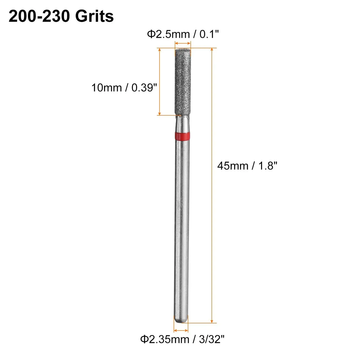 HARFINGTON Diamond Grinding Bit 2.5mm Cylinder Head 10mm Length | Stainless Steel & Diamond Coating, Suitable for Ceramic, Glass, Nails - view 2