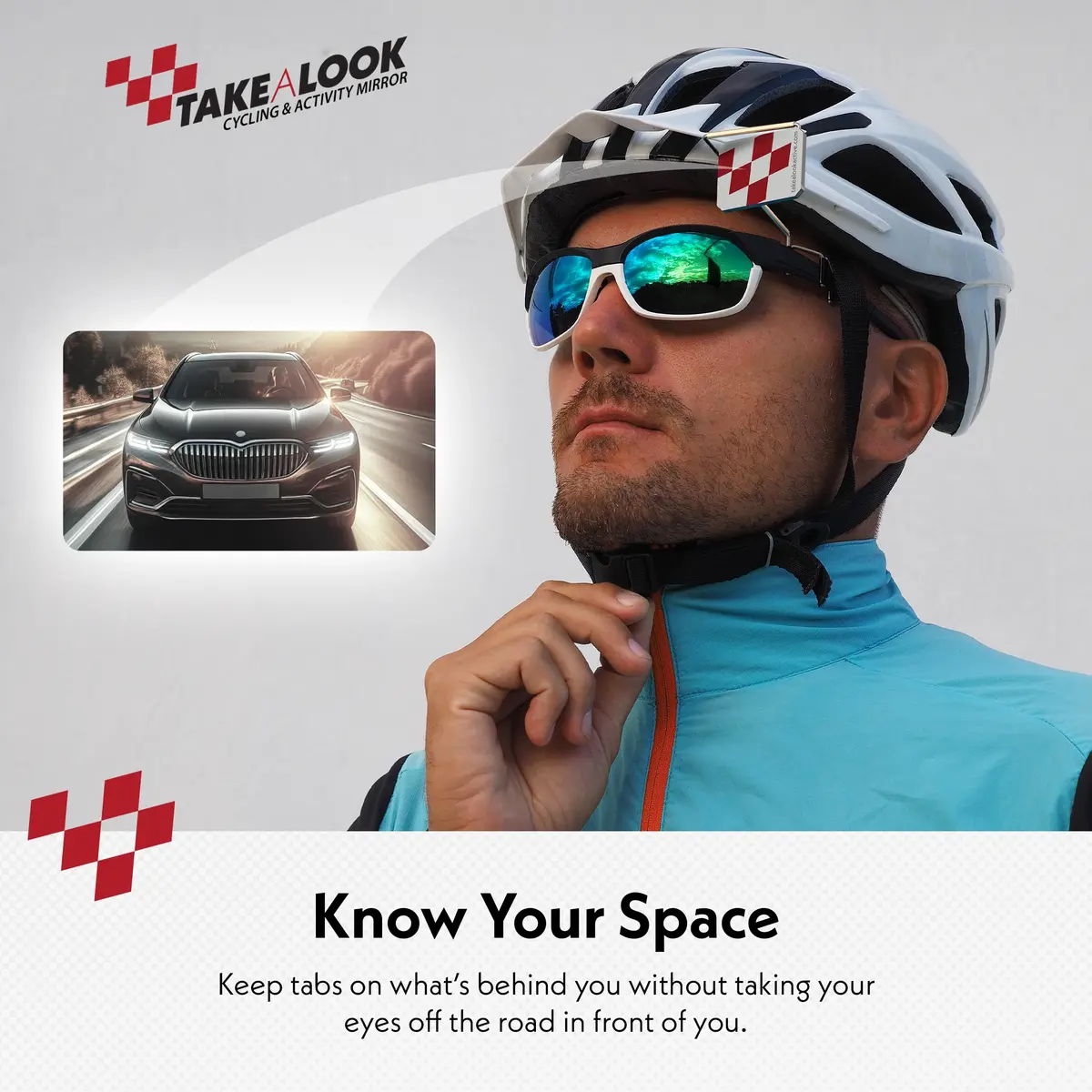 Take A Look Cycling Mirror with Helmet Adapter, Left-Side | Clear View for Bike & Outdoor Activities - view 3