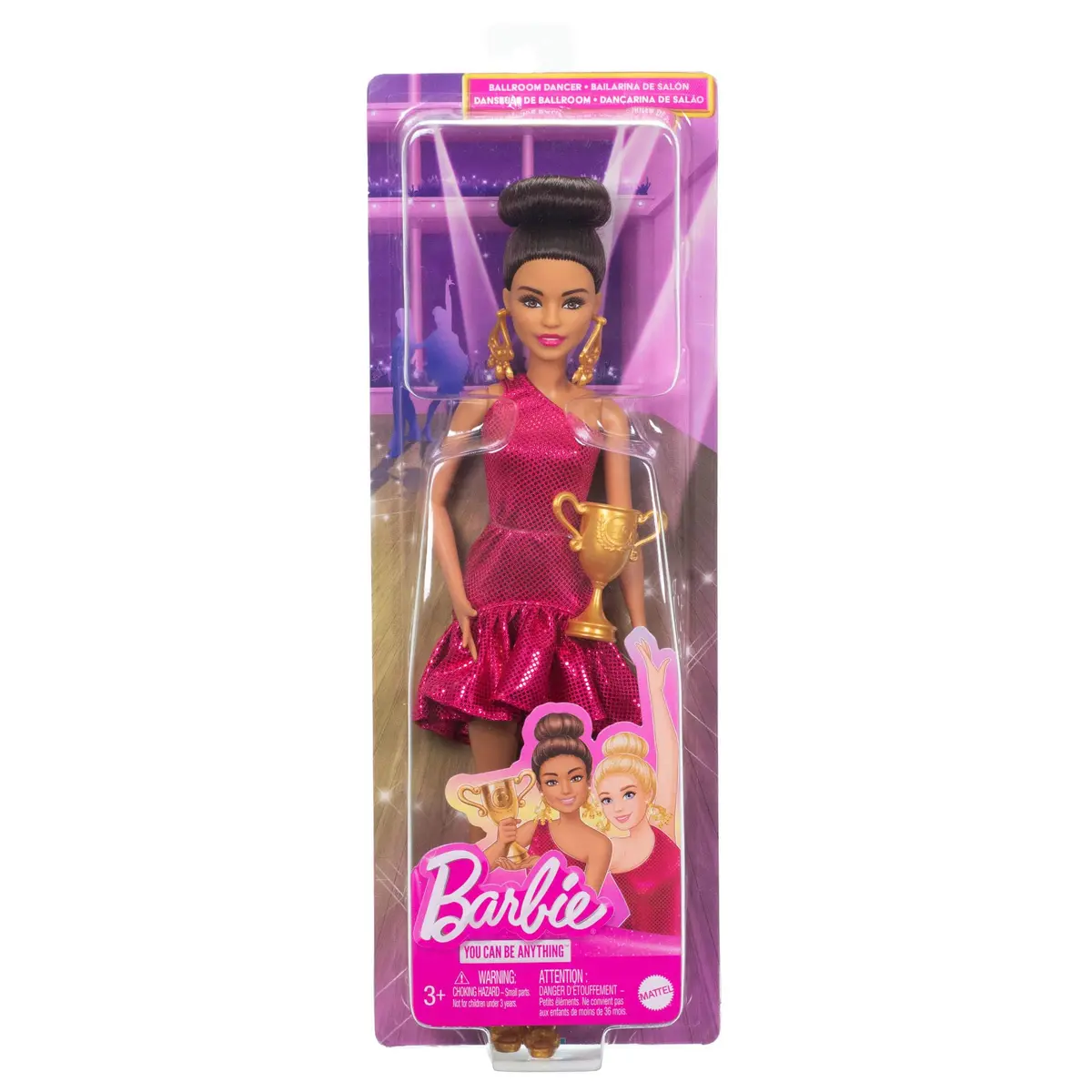 Barbie Ballroom Dancer Doll and Dance Themed Accessory | 1:6 Scale, Red Dress, Trophy for Kids 3+ - view 6