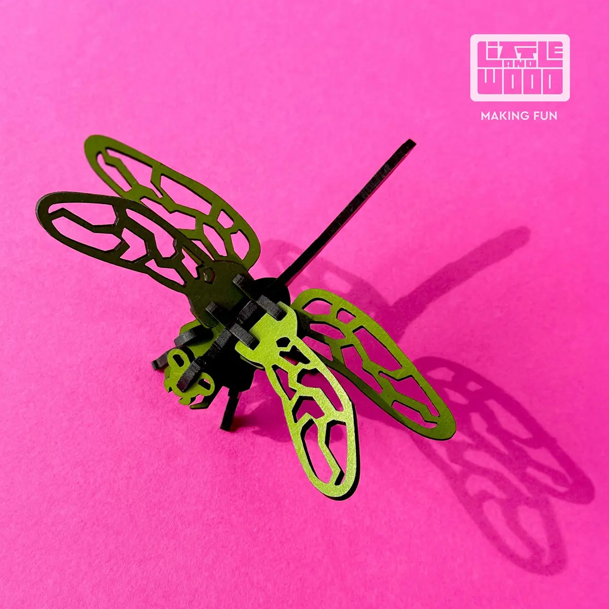 Little & Wood Woodlet: Small - Dragonfly - Green | 3D Wooden Insect Puzzle for Kids 6+ - view 4