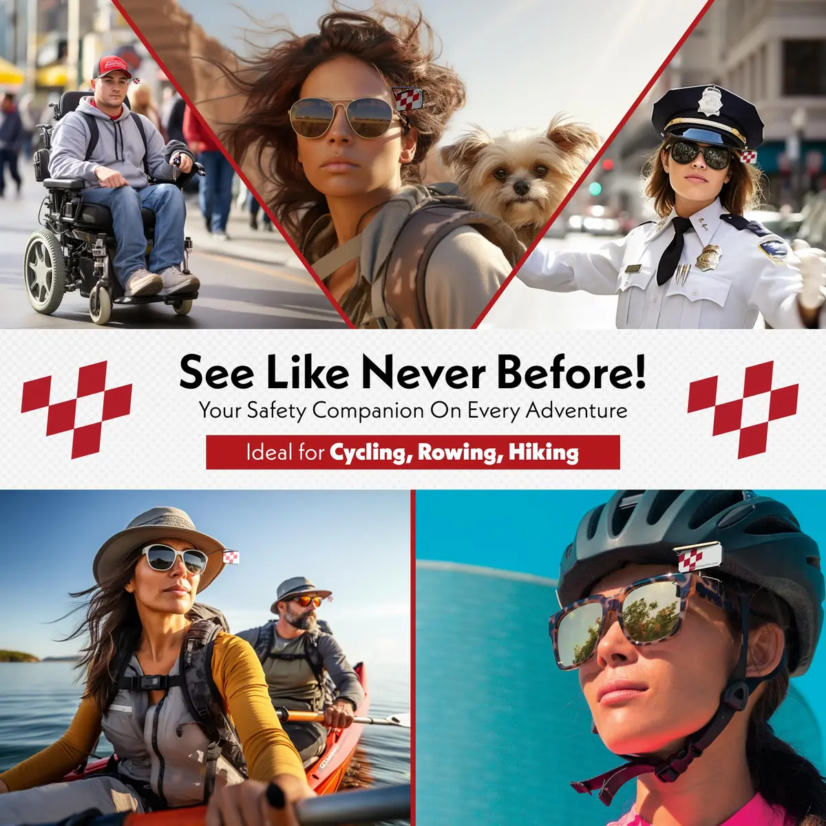 Take A Look Cycling Mirror with Helmet Adapter & Carry Case | Always On, Shatter-Resistant Polycarbonate Lens (Left-Side) - view 4