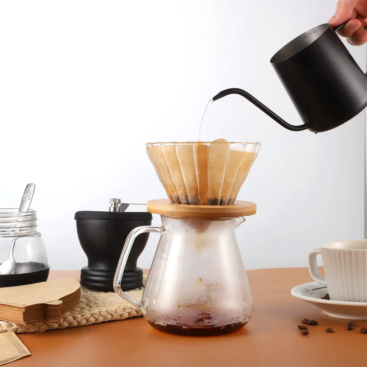 Prudiut 100 Count #4 Cone Coffee Filters 8-12 Cup | Compatible with Ninja Maker, Unbleached Natural Wood Pulp - view 7