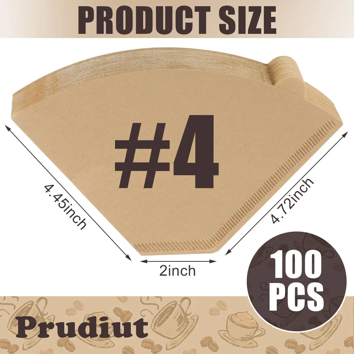 Prudiut 100 Count #4 Cone Coffee Filters 8-12 Cup | Compatible with Ninja Maker, Unbleached Natural Wood Pulp - view 2