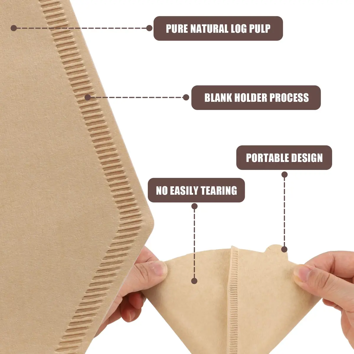 Prudiut 100 Count #4 Cone Coffee Filters 8-12 Cup | Compatible with Ninja Maker, Unbleached Natural Wood Pulp - view 3