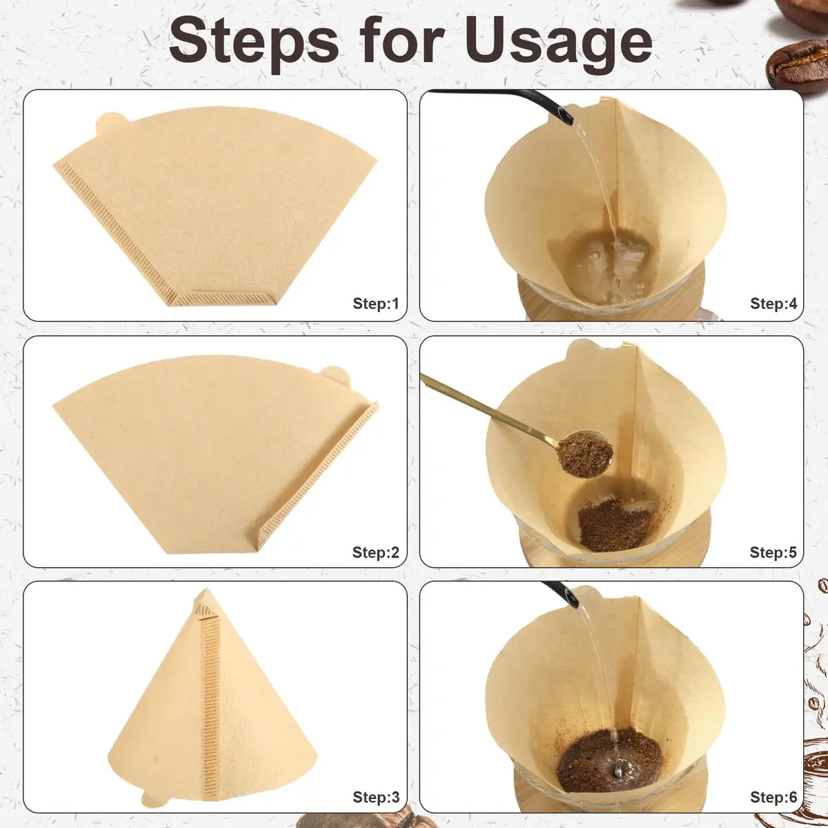 Prudiut 100 Count #4 Cone Coffee Filters 8-12 Cup | Compatible with Ninja Maker, Unbleached Natural Wood Pulp - view 4