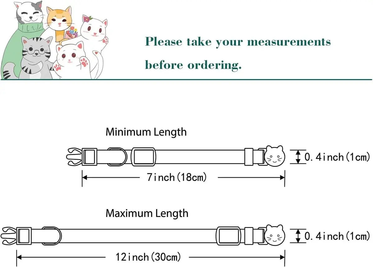 Yizepet Cat Collars with Bells | Breakaway Kitten Collar, Adjustable, Safe & Cute (7.8-10.2 inches) - view 5