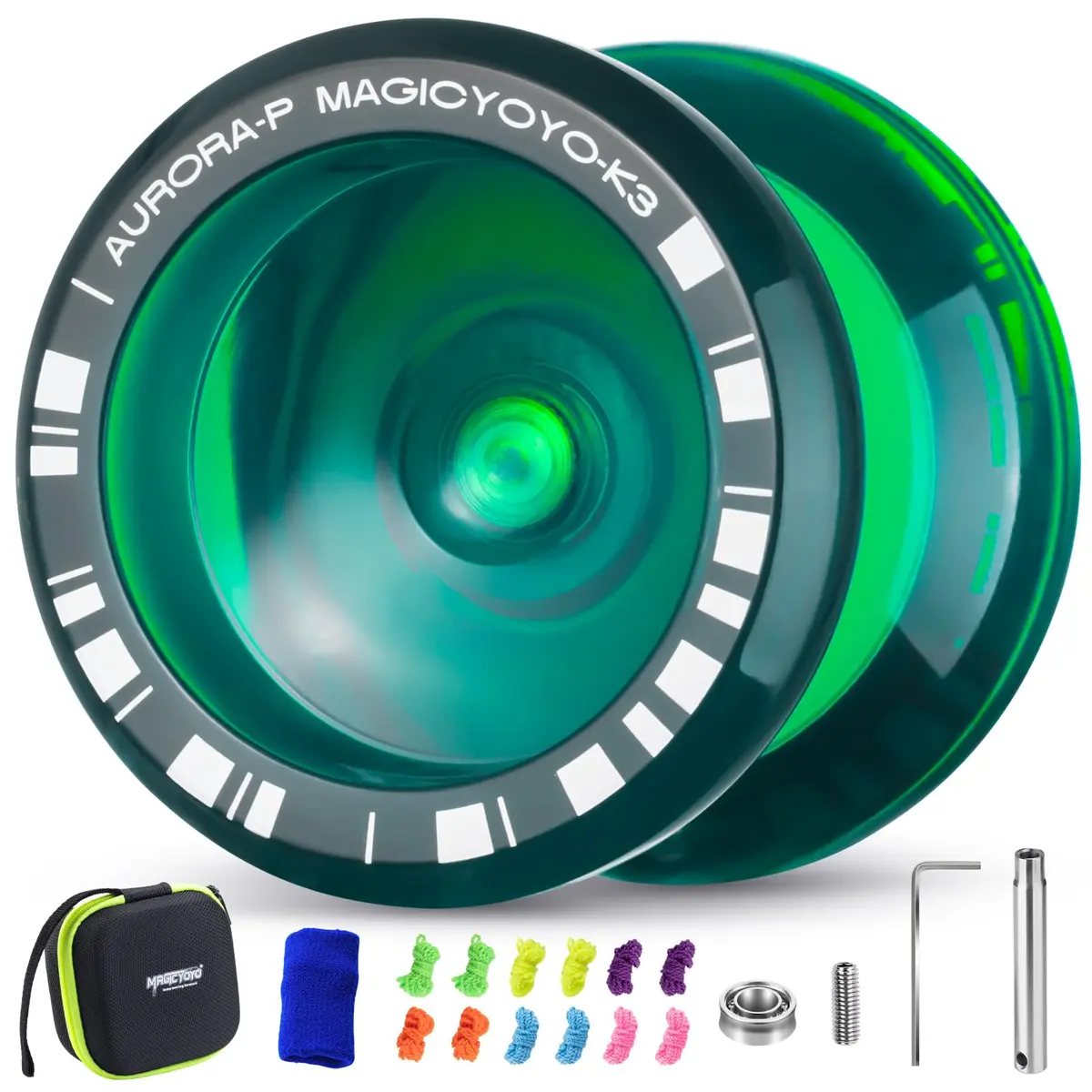 MAGICYOYO K3 Aurora-P Responsive Yoyo for Kids & Beginners 8-12 | Dual-Purpose Plastic Butterfly Yoyo with 12 Strings & Storage Bag - main product image