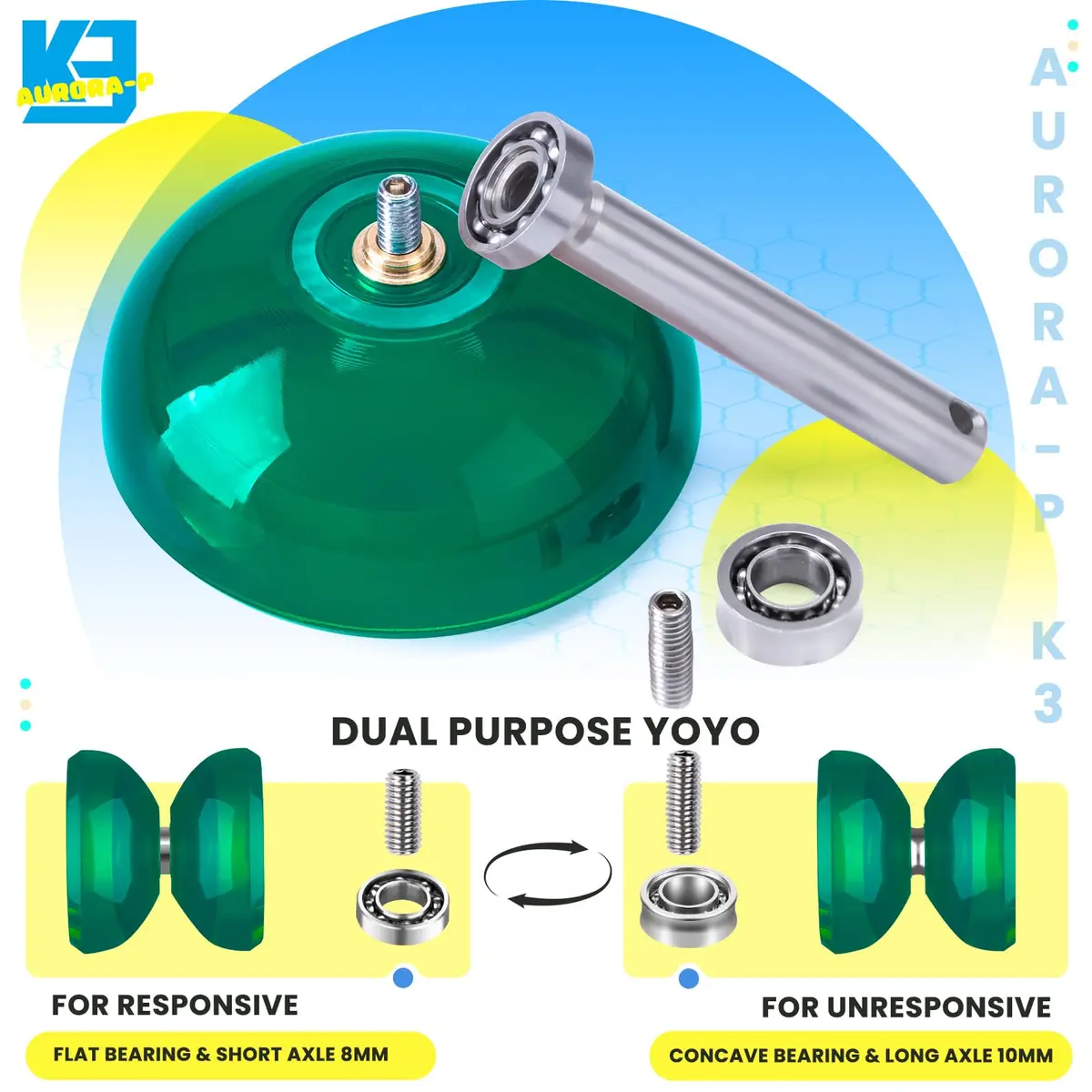 MAGICYOYO K3 Aurora-P Responsive Yoyo for Kids & Beginners 8-12 | Dual-Purpose Plastic Butterfly Yoyo with 12 Strings & Storage Bag - view 6