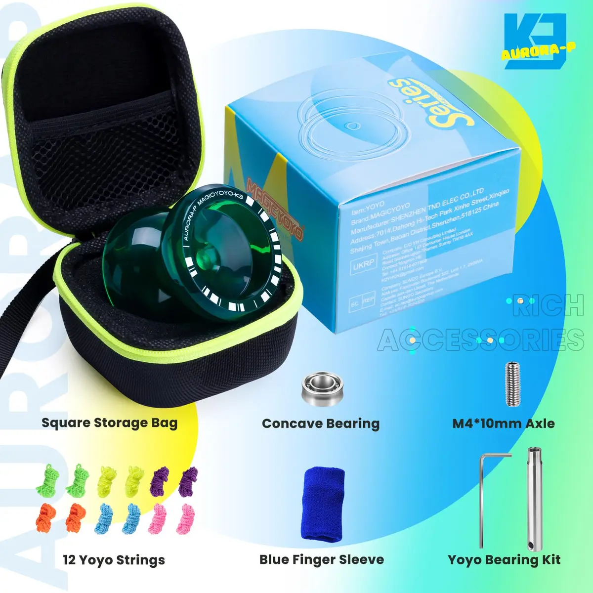 MAGICYOYO K3 Aurora-P Responsive Yoyo for Kids & Beginners 8-12 | Dual-Purpose Plastic Butterfly Yoyo with 12 Strings & Storage Bag - view 8