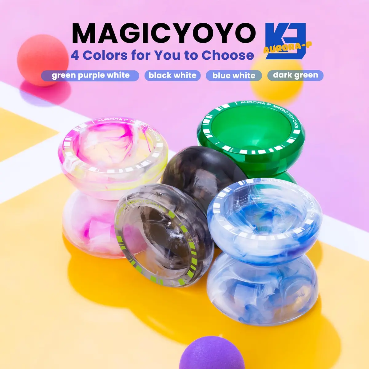 MAGICYOYO K3 Aurora-P Responsive Yoyo for Kids & Beginners 8-12 | Dual-Purpose Plastic Butterfly Yoyo with 12 Strings & Storage Bag - view 2
