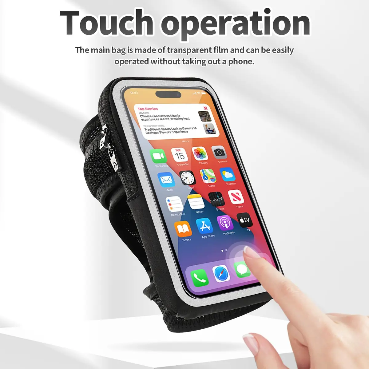 K Брела Wristband Phone Holder for Running, Forearm Armband with Card Slot, Black | Fits Phones Up to 7.0'' - view 6
