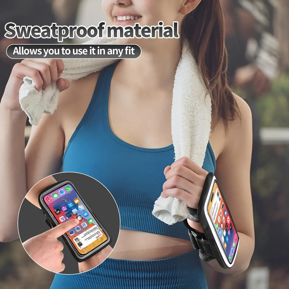 K Брела Wristband Phone Holder for Running, Forearm Armband with Card Slot, Black | Fits Phones Up to 7.0'' - view 3