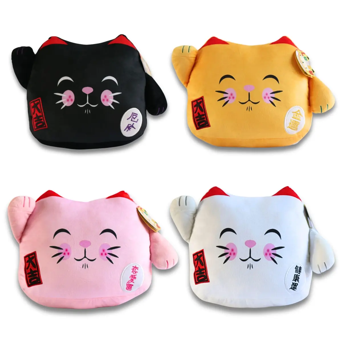 Maneki Neko Lucky Cat Plush 12" White Anime Waving Cat Decor Gift - view 2