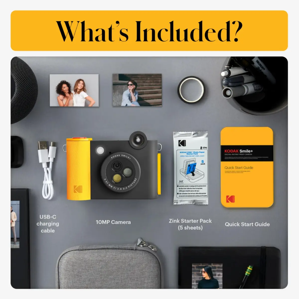 KODAK Smile+ 2-in-1 Digital Instant Camera & Printer 10MP, 2x3" Prints | Black - view 3