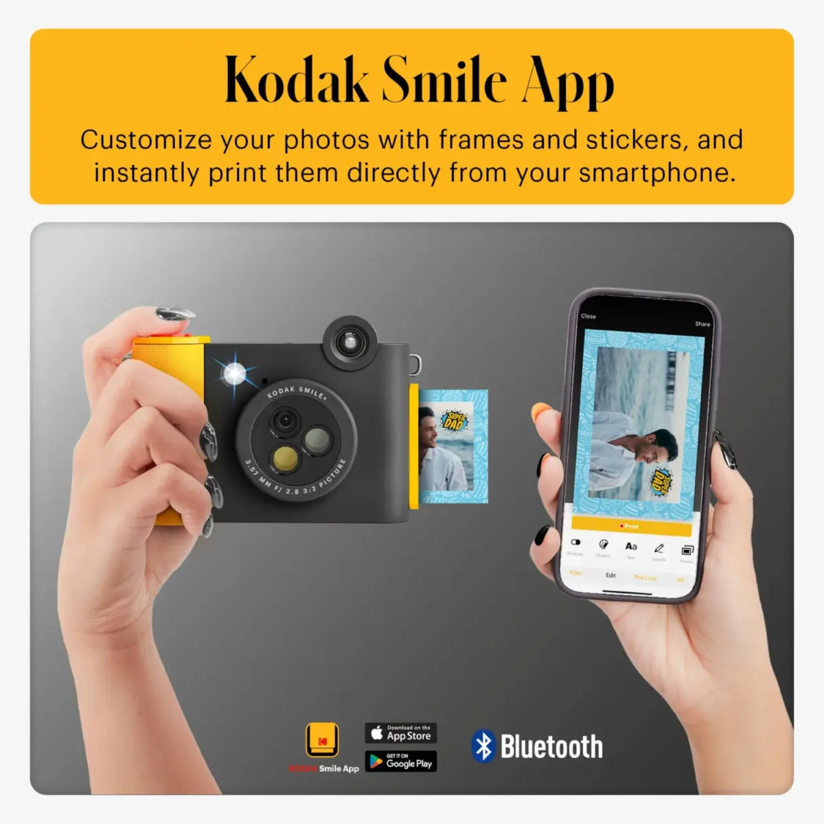KODAK Smile+ 2-in-1 Digital Instant Camera & Printer 10MP, 2x3" Prints | Black - view 4