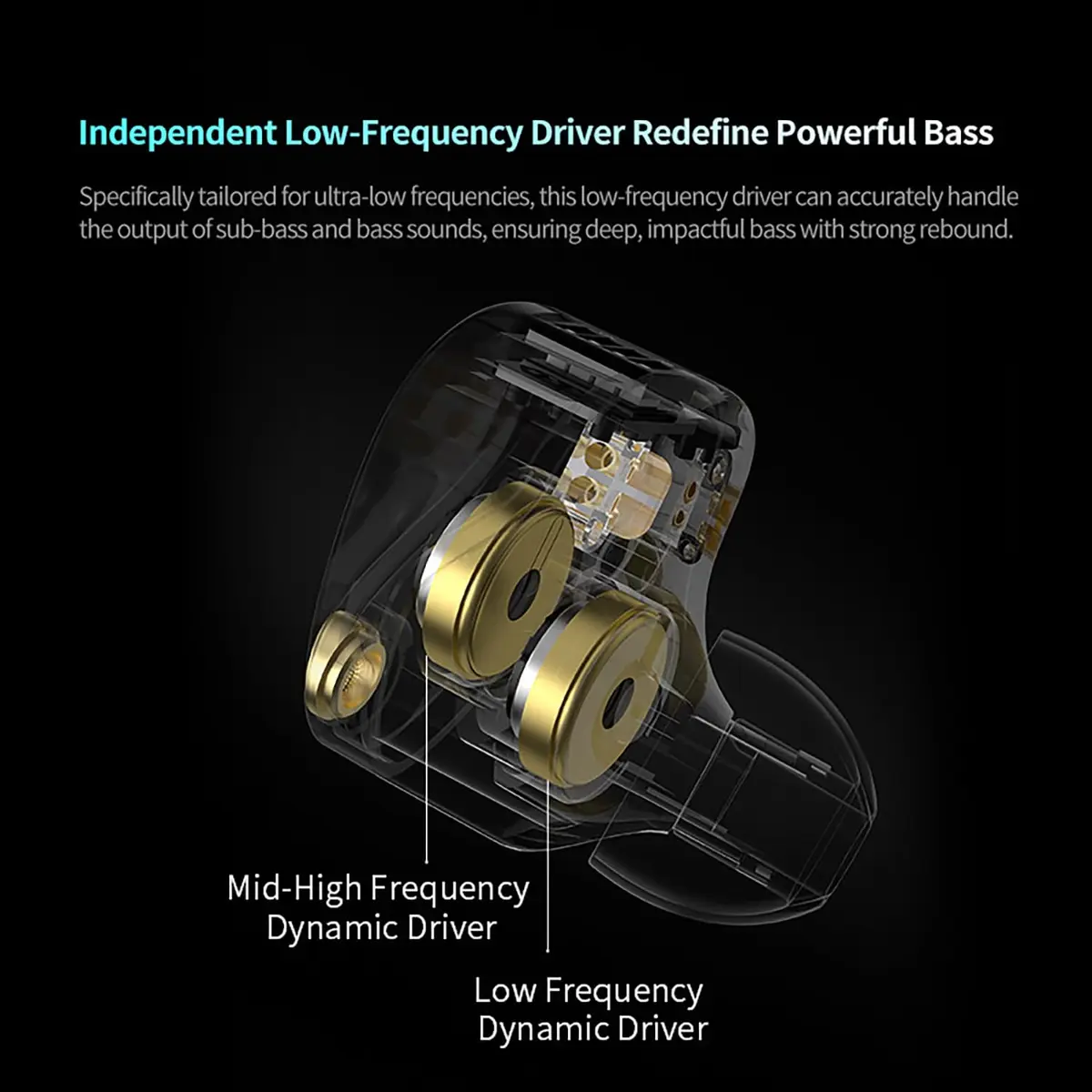 CCA KZ Castor Pro Tunable In-Ear Monitor Headphones with Dual Dynamic Drivers & Detachable Cable | 10mm Drivers, 16 Sound Profiles, 3.5mm Plug - view 8