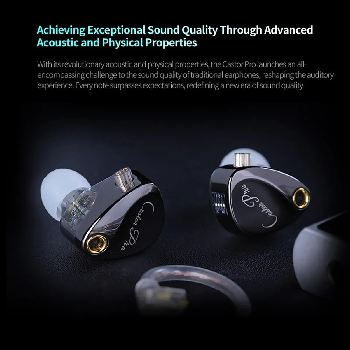 CCA KZ Castor Pro Tunable In-Ear Monitor Headphones with Dual Dynamic Drivers & Detachable Cable | 10mm Drivers, 16 Sound Profiles, 3.5mm Plug - view 4