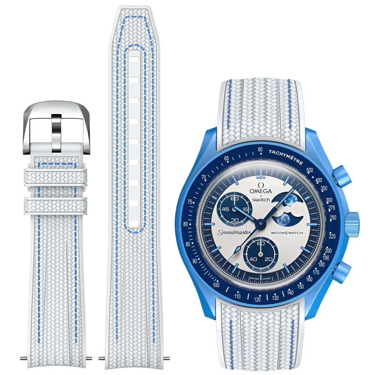 REBANDACE Silicone Watch Strap for Omega x Swatch MoonSwatch 20mm | Curved End, No Gap, Adjustable Fit - main product image