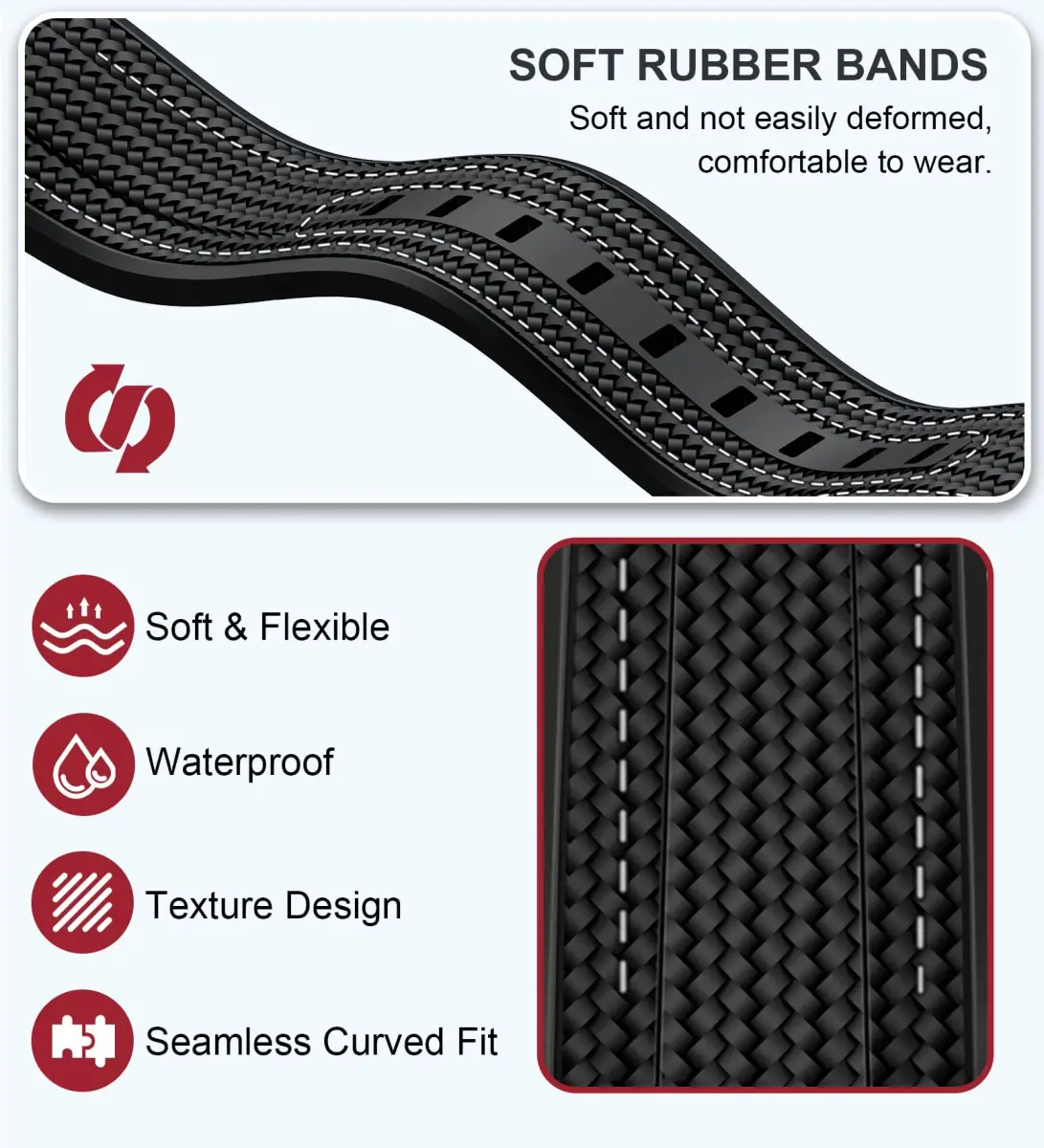 REBANDACE Silicone Watch Strap for Omega x Swatch Moonswatch 20mm | Curved No-Gap Design, Adjustable Size - view 5