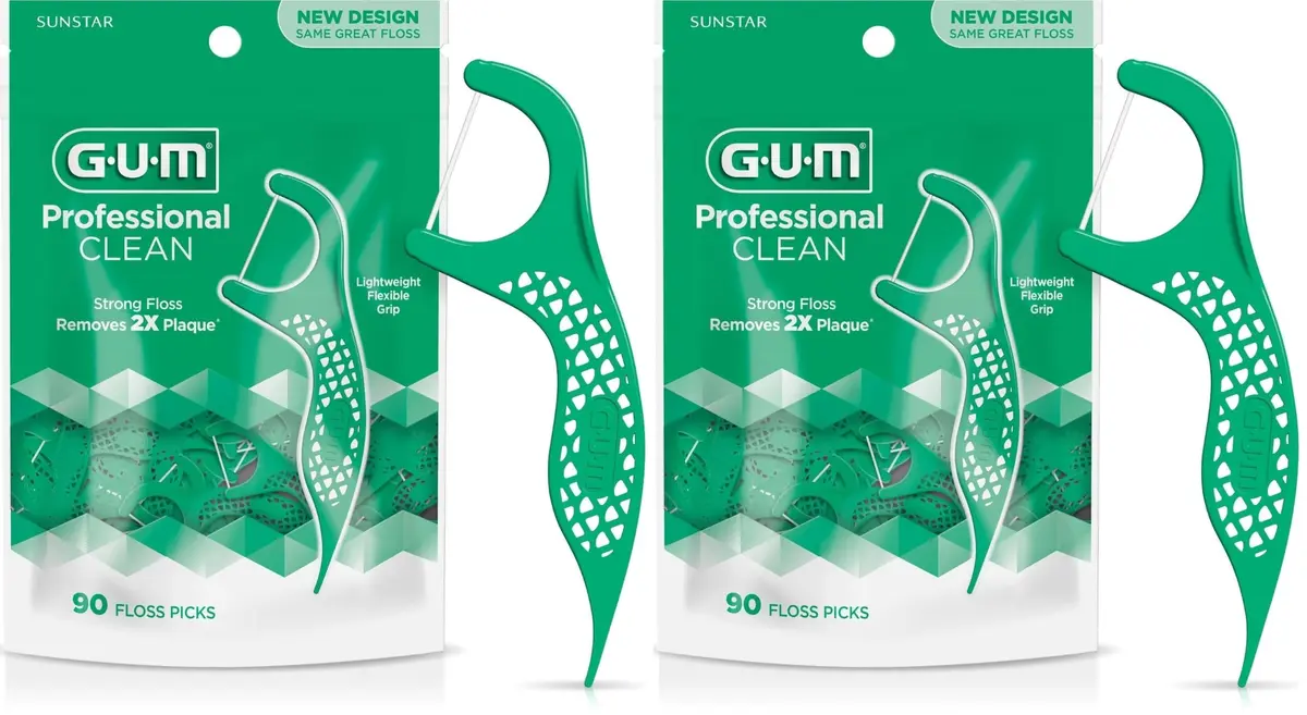 GUM Professional Clean Floss Picks 180 Count (Pack of 2) | Shred-Resistant Mint Flavor - main product image