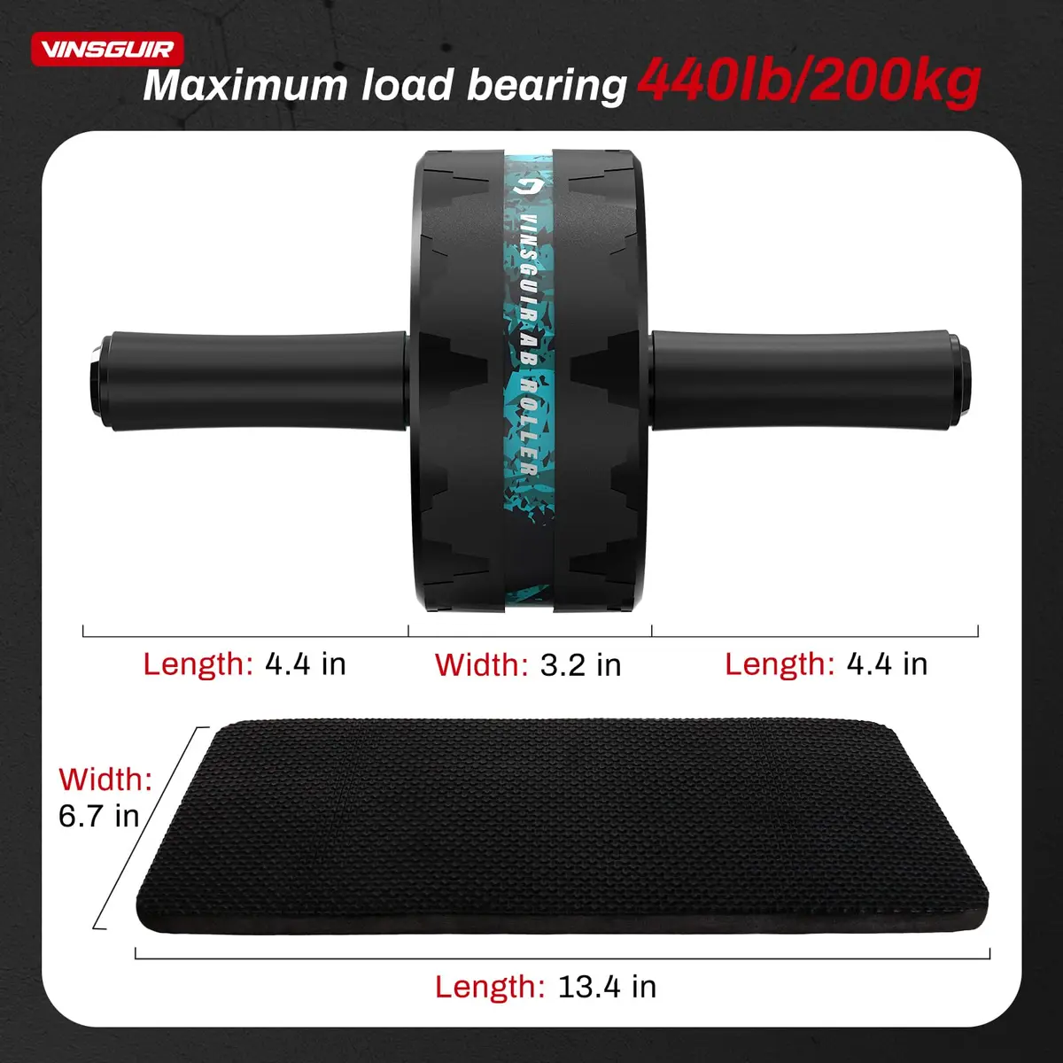VINSGUIR Ab Roller Wheel for Home Gym, Core & Abs Workout with Knee Pad Set | Supports Up to 200kg - view 8