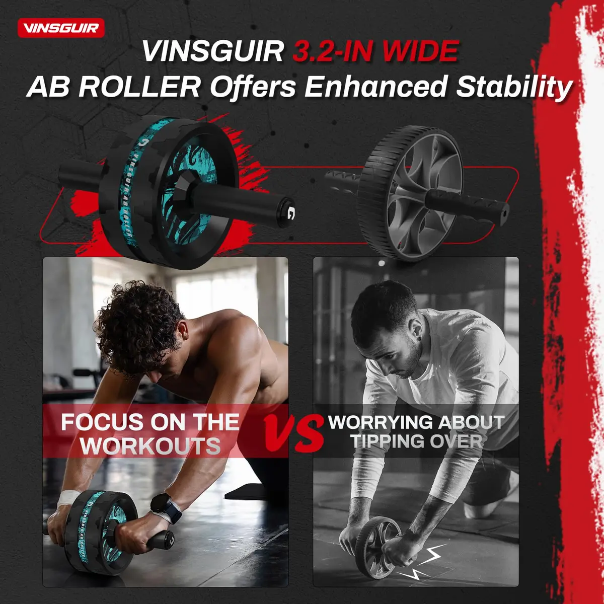 VINSGUIR Ab Roller Wheel for Home Gym, Core & Abs Workout with Knee Pad Set | Supports Up to 200kg - view 2