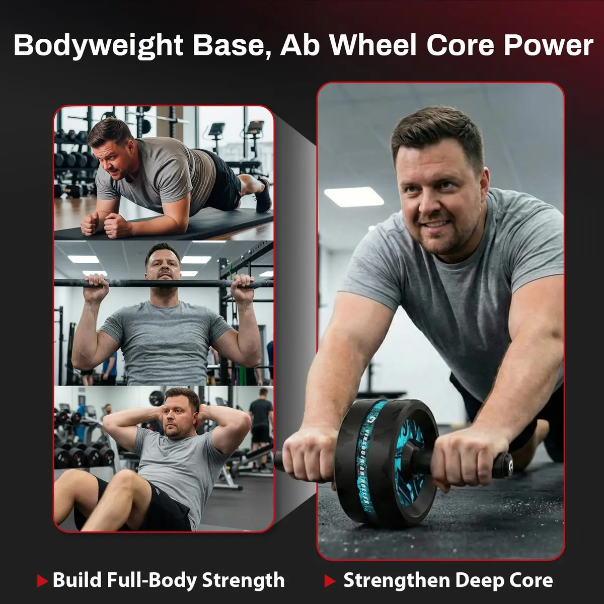 VINSGUIR Ab Roller Wheel for Home Gym, Core & Abs Workout with Knee Pad Set | Supports Up to 200kg - view 4