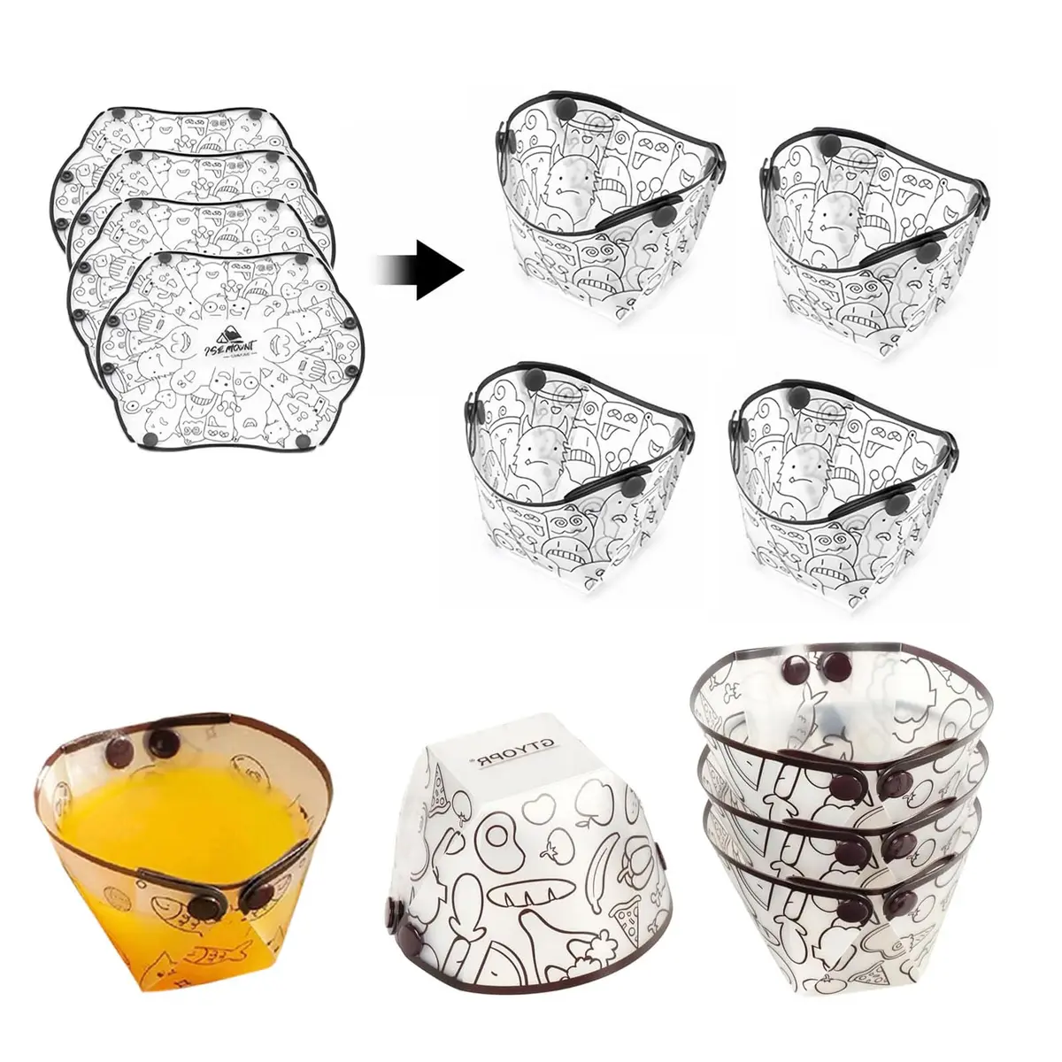 MIUPOO Collapsible Cup Set | Portable Foldable Camping & Picnic Tableware, Food Grade Material, 4 Pieces, 4.7×4.2×3.2 Inches - main product image