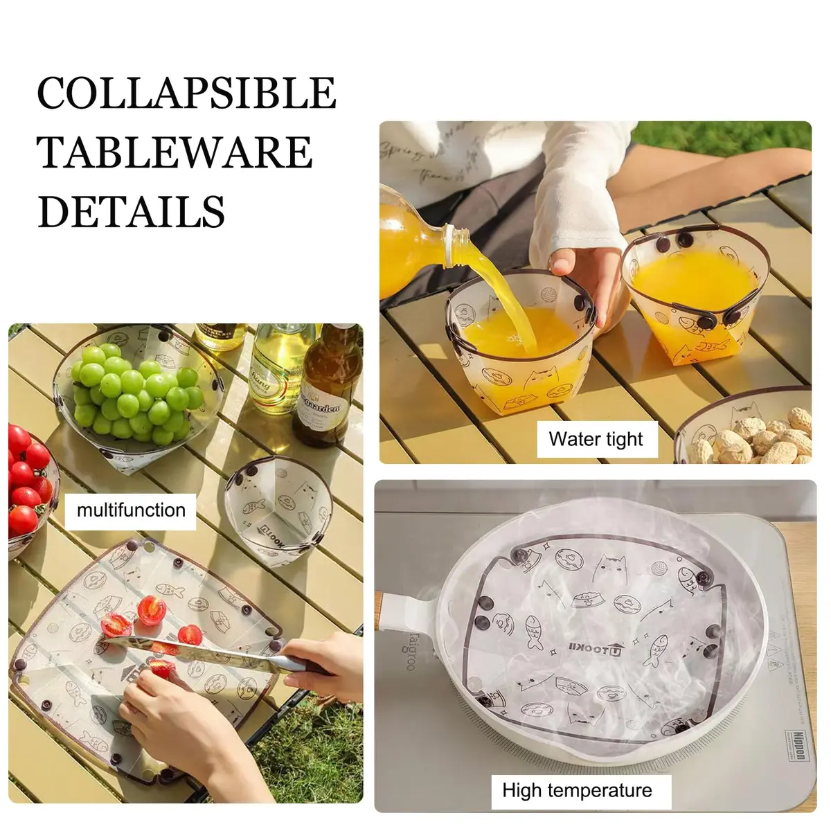 MIUPOO Collapsible Cup Set | Portable Foldable Camping & Picnic Tableware, Food Grade Material, 4 Pieces, 4.7×4.2×3.2 Inches - view 4