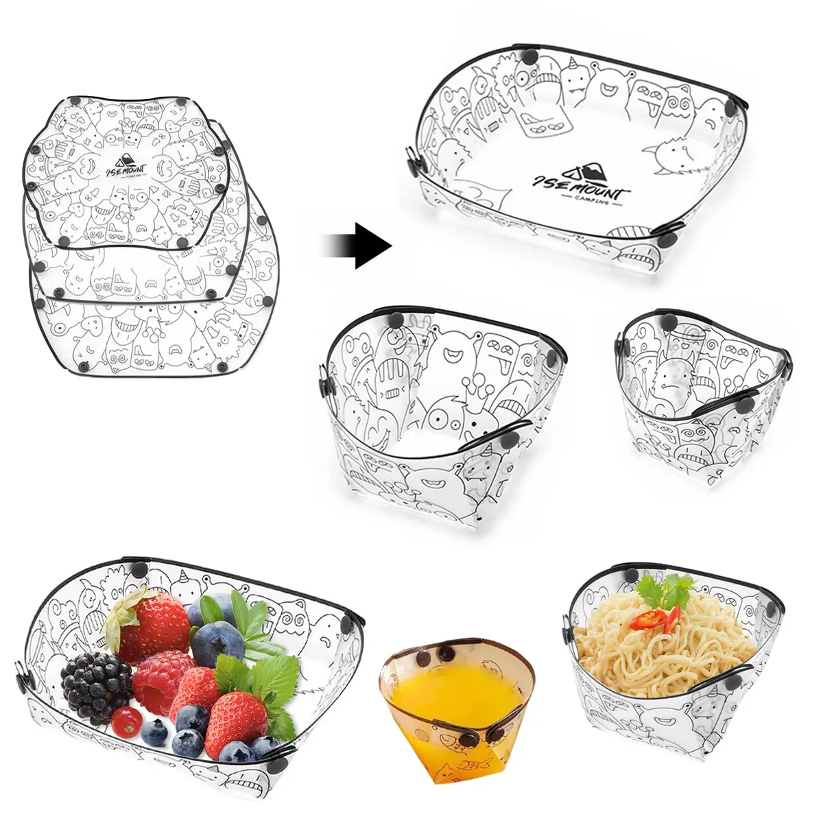 MIUPOO Collapsible Bowl Plate Cup Set | Portable Foldable Camping Tableware, Food Grade Material, 3 Sizes - main product image