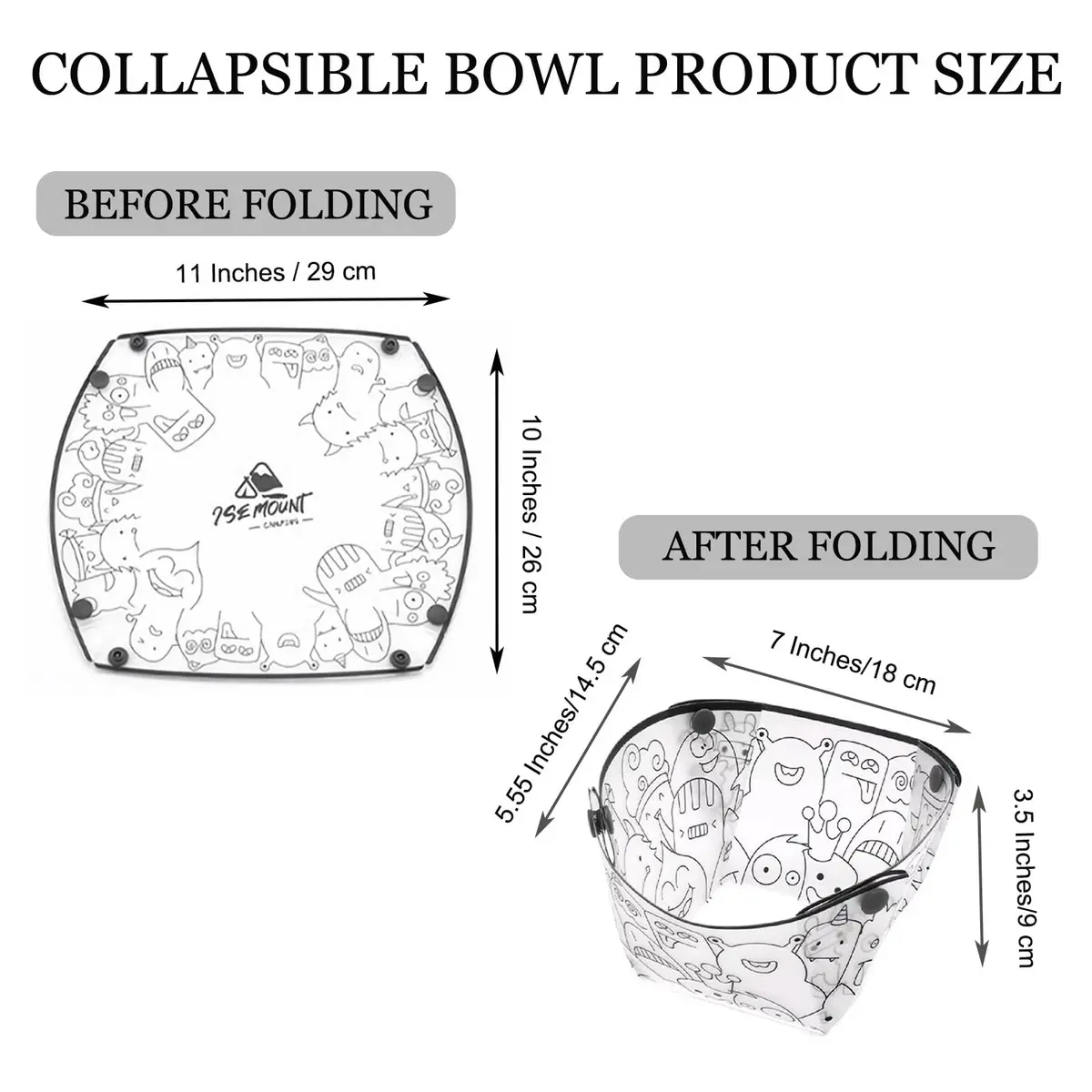 MIUPOO Collapsible Bowl Set, Portable Mess Kit, Food Grade Material, 7×5.5×3.5 Inches, 4 Pieces - view 2