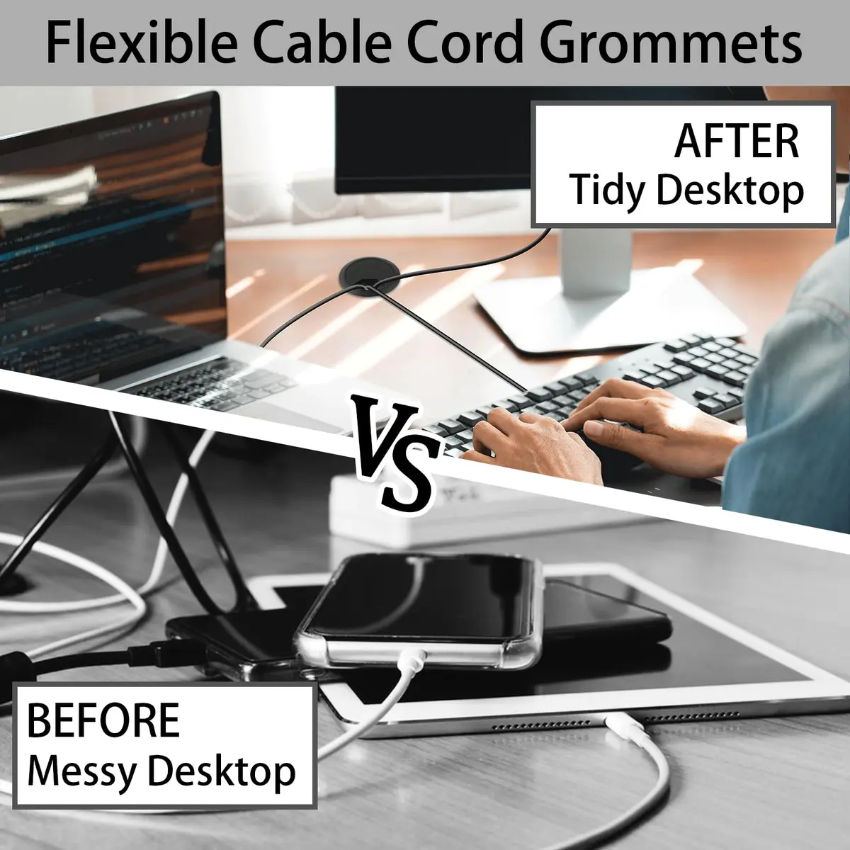 KITANIS 2 Inch(50mm) Desk Grommet | Wire Cable Hole Cover for Furniture & Cables - view 6