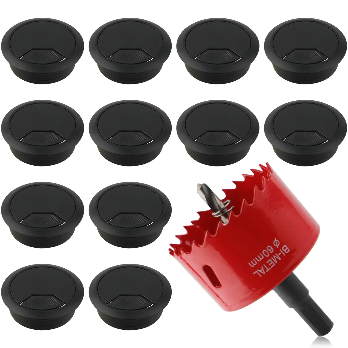 KITANIS 2-3/8 Inch(60mm) Desk Grommet | Wire Management & Cable Cover in Black - main product image