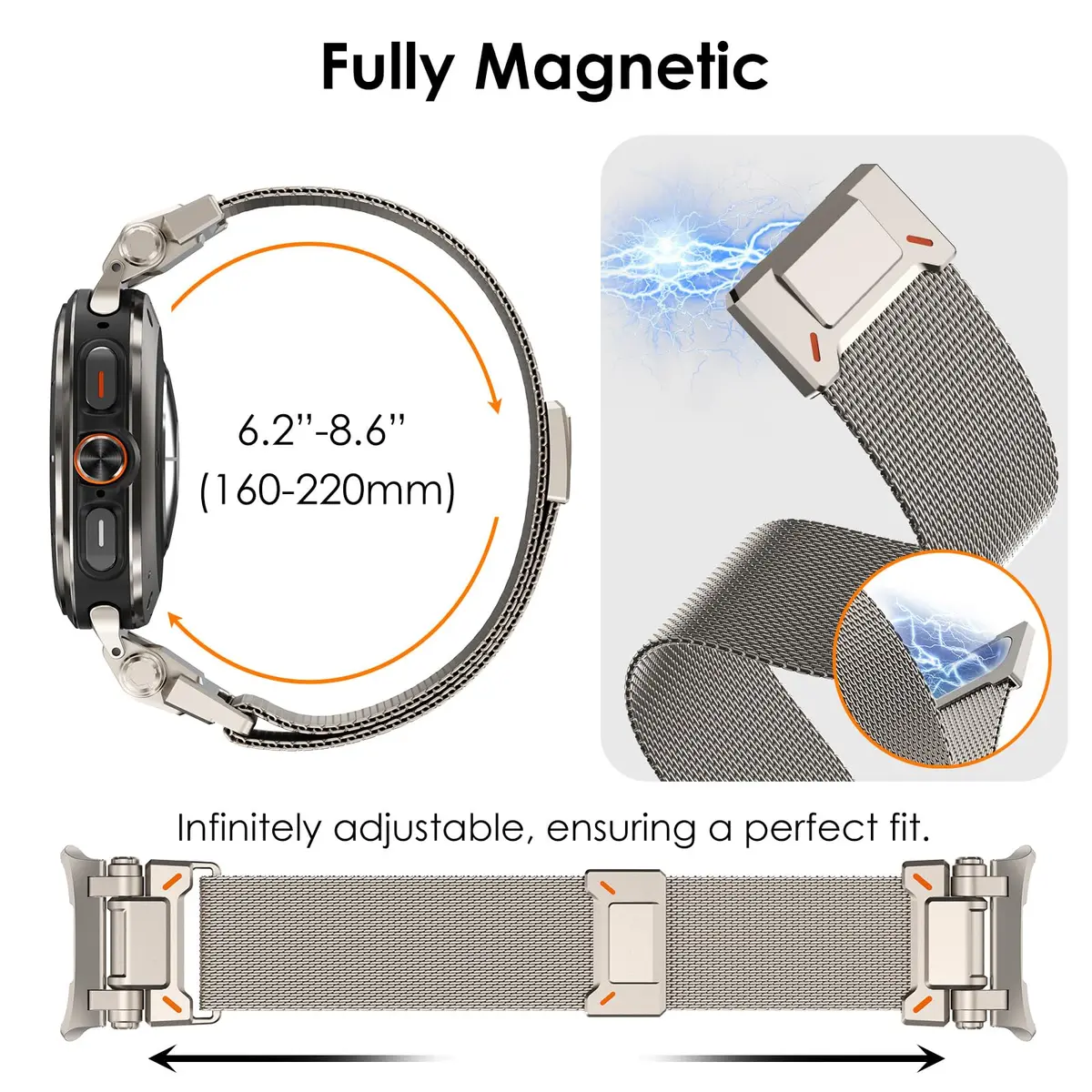 NewWays Milanese Loop for Galaxy Watch Ultra 47mm | Magnetic Stainless Steel Strap for Men - view 5