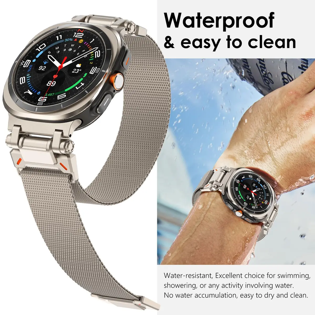 NewWays Milanese Loop for Galaxy Watch Ultra 47mm | Magnetic Stainless Steel Strap for Men - view 6