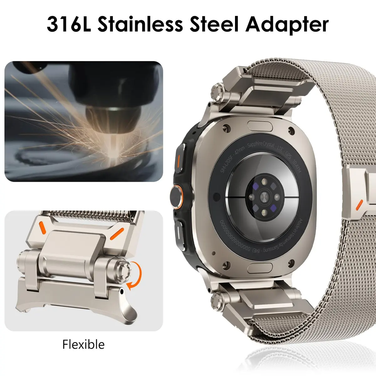 NewWays Milanese Loop for Galaxy Watch Ultra 47mm | Magnetic Stainless Steel Strap for Men - view 2